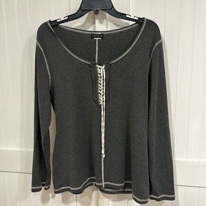 Venus gray & white baseball type top with lace front size XL